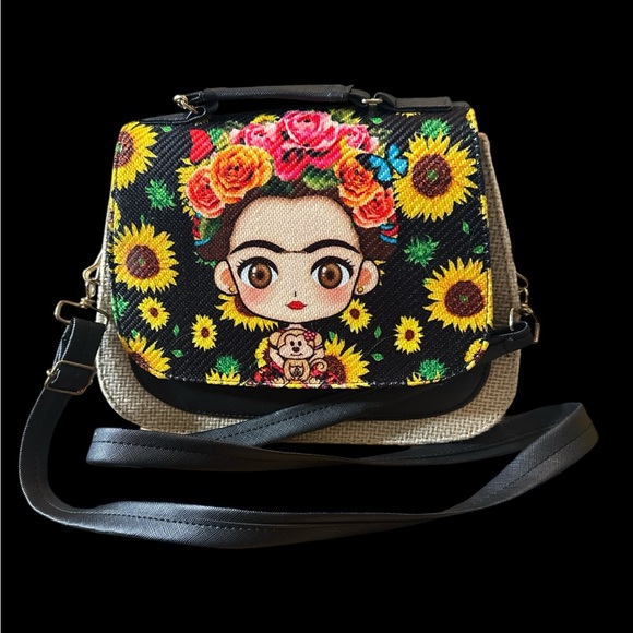 Handbags - Frida Kahlo Handmade Mexican Artisan Straw Crossbody Purse. (5-M)